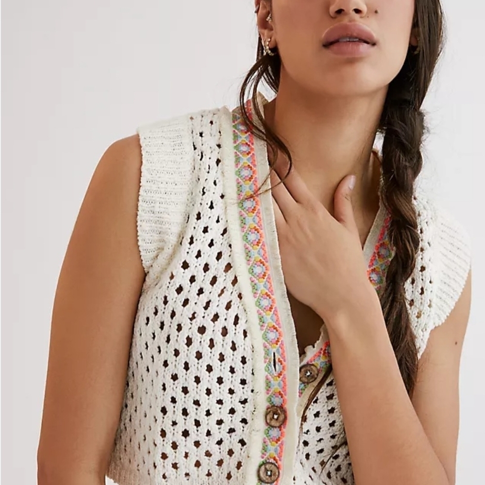 Pilcro Anthropologie Cropped Crochet Shrug
